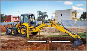 New Holland Backhoe Loaders have a dig reach of 7m